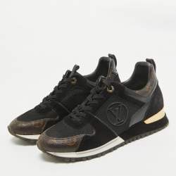 Louis Vuitton Black/Brown Monogram Coated Canvas and Mesh Run Away Low Top Sneakers Size 39