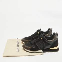 Louis Vuitton Black/Brown Monogram Coated Canvas and Mesh Run Away Low Top Sneakers Size 39