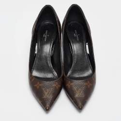 Louis Vuitton Brown Monogram Coated Canvas Chérie Pointed Toe Pumps Size 38.5