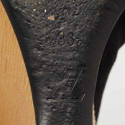 Pre Owned Louis Vuitton Black Suede Wedge Ankle Length Boots Size 38