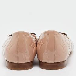 Louis Vuitton Pink Monogram Embossed Patent Leather Nina Ballet Flats Size 37