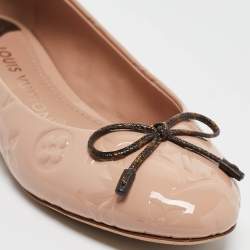 Louis Vuitton Pink Monogram Embossed Patent Leather Nina Ballet Flats Size 37