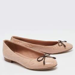 Louis Vuitton Pink Monogram Embossed Patent Leather Nina Ballet Flats Size 37