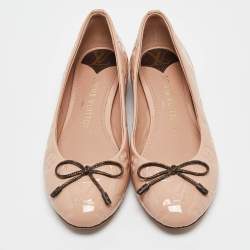 Louis Vuitton Pink Monogram Embossed Patent Leather Nina Ballet Flats Size 37