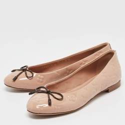 Louis Vuitton Pink Monogram Embossed Patent Leather Nina Ballet Flats Size 37