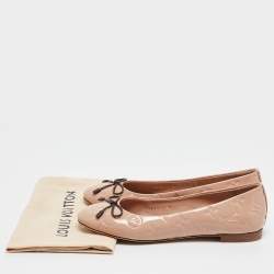 Louis Vuitton Pink Monogram Embossed Patent Leather Nina Ballet Flats Size 37