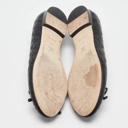 Louis Vuitton Black Leather Slip On Ballet Flats Size 37