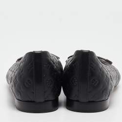 Louis Vuitton Black Leather Slip On Ballet Flats Size 37