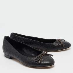 Louis Vuitton Black Leather Slip On Ballet Flats Size 37