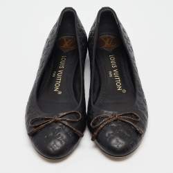 Louis Vuitton Black Leather Slip On Ballet Flats Size 37