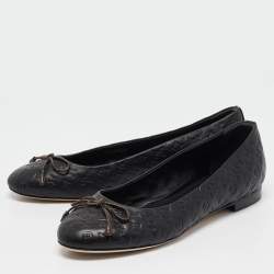 Louis Vuitton Black Leather Slip On Ballet Flats Size 37