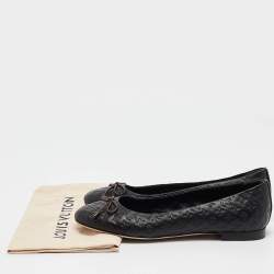 Louis Vuitton Black Leather Slip On Ballet Flats Size 37