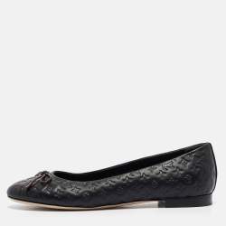Louis Vuitton Black Leather Slip On Ballet Flats Size 37