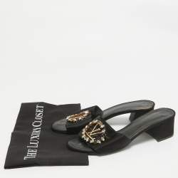 Louis Vuitton Black Satin Madeleine Slide Sandals Size 39