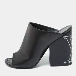 Louis Vuitton Black Leather Mules Size 38.5