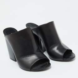 Louis Vuitton Black Leather Mules Size 38.5