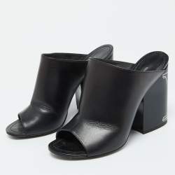 Louis Vuitton Black Leather Mules Size 38.5
