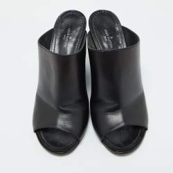 Louis Vuitton Black Leather Mules Size 38.5