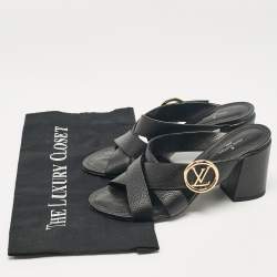 Louis Vuitton Black Leather Slide Sandals Size 36.5