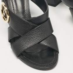 Louis Vuitton Black Leather Slide Sandals Size 36.5