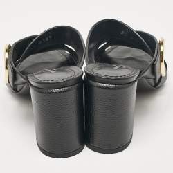 Louis Vuitton Black Leather Slide Sandals Size 36.5