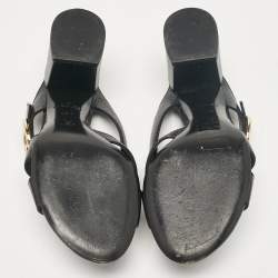 Louis Vuitton Black Leather Slide Sandals Size 36.5