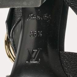 Louis Vuitton Black Leather Slide Sandals Size 36.5