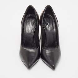 Louis Vuitton Black/Brown Leather and Monogram Canvas Pointed Toe Pumps Size 35.5