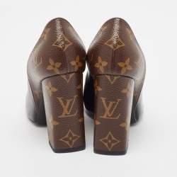 Louis Vuitton Black/Brown Leather and Monogram Canvas Pointed Toe Pumps Size 35.5