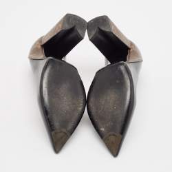 Louis Vuitton Black/Brown Leather and Monogram Canvas Pointed Toe Pumps Size 35.5