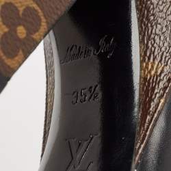 Louis Vuitton Black/Brown Leather and Monogram Canvas Pointed Toe Pumps Size 35.5