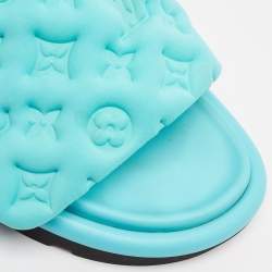 Louis Vuitton Blue Nylon Pool Pillow Flat Sandals Size 40