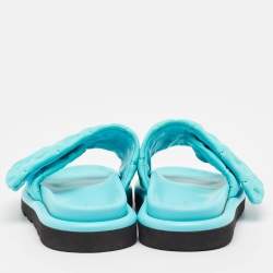 Louis Vuitton Blue Nylon Pool Pillow Flat Sandals Size 40