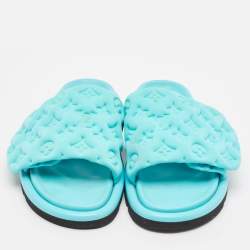 Louis Vuitton Blue Nylon Pool Pillow Flat Sandals Size 40