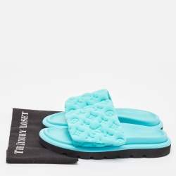 Louis Vuitton Blue Nylon Pool Pillow Flat Sandals Size 40