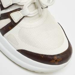 Louis Vuitton White/Brown Monogram Canvas and Mesh Archlight Low Top Sneakers Size 39.5