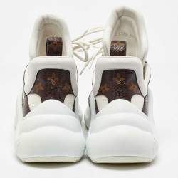 Louis Vuitton White/Brown Monogram Canvas and Mesh Archlight Low Top Sneakers Size 39.5
