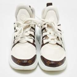 Louis Vuitton White/Brown Monogram Canvas and Mesh Archlight Low Top Sneakers Size 39.5