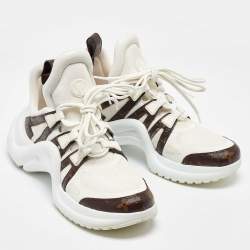 Louis Vuitton White/Brown Monogram Canvas and Mesh Archlight Low Top Sneakers Size 39.5
