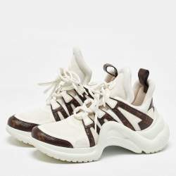 Louis Vuitton White/Brown Monogram Canvas and Mesh Archlight Low Top Sneakers Size 39.5