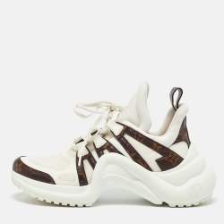 Louis Vuitton White/Brown Monogram Canvas and Mesh Archlight Low Top Sneakers Size 39.5