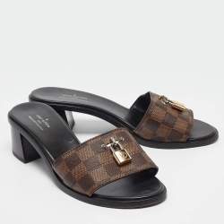 Louis Vuitton Brown Monogram Canvas Lock It Slide Sandals Size 38