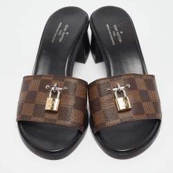 Louis Vuitton Brown Monogram Canvas Lock It Slide Sandals Size 38
