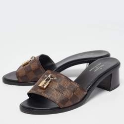 Louis Vuitton Brown Monogram Canvas Lock It Slide Sandals Size 38