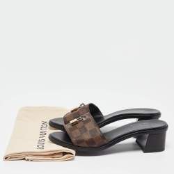 Louis Vuitton Brown Monogram Canvas Lock It Slide Sandals Size 38