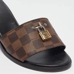 Louis Vuitton Brown Monogram Canvas Lock It Slide Sandals Size 38