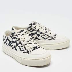 Louis Vuitton X Urs Fischer White/Black Canvas and Leather Low Top Sneakers Size 35