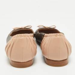 Pre Owned Louis Vuitton Brown/Pink Monogram Canvas and Leather Scrunch Ballet Flats Size 37
