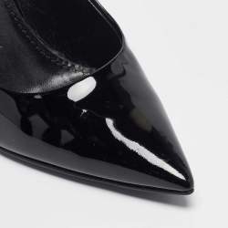 Pre Owned Louis Vuitton Black Patent Leather Ankle Strap Pumps Size 36.5