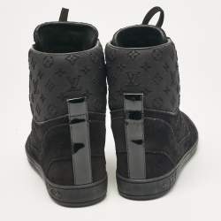 Louis Vuitton Black Neoprene and Suede Wedge Sneakers Size 38